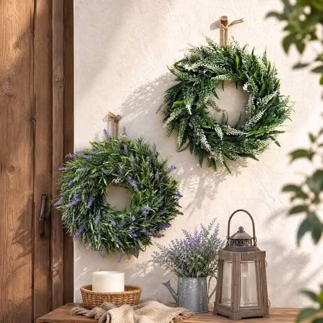 Garden Sanctuary Purple and Green Artificial Lavender Hanging Wreath, Diameter: 30 cm