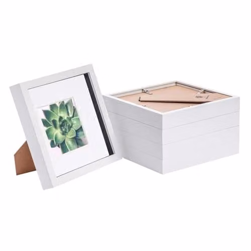 Nicola Spring 5 Piece White Square 3D Shadow Box Photo Frame Set with Glass Aperture