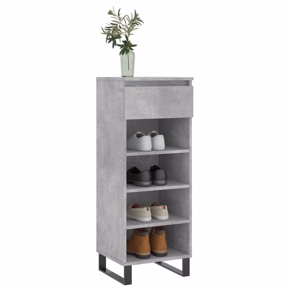 Berkfield Home Modern Grey Shoe Cabinet with Doors and Drawers, W: 40 cm, D: 36 cm, H: 105 cm – 3