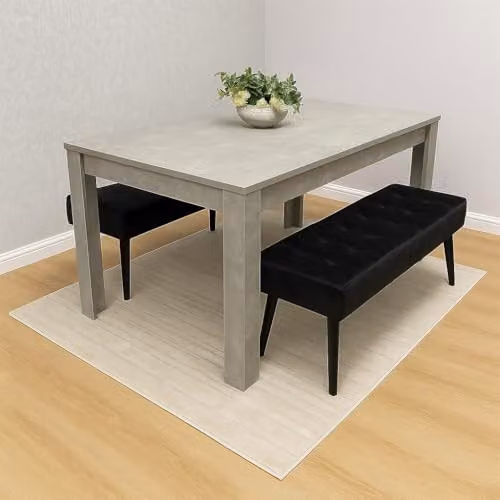 Kosy Koala Grey Wooden Dining Table and 2 Benches Set with Metal Legs