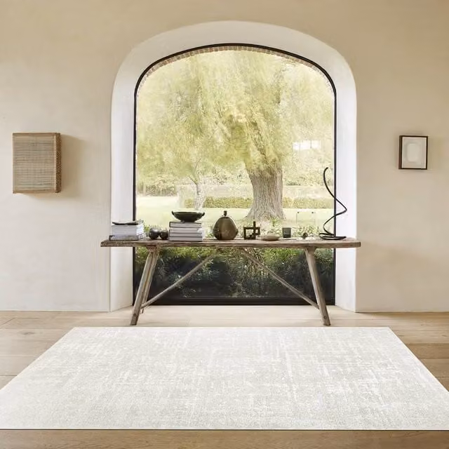 The Rug Shop UK Cream Modern Abstract Easy To Clean Area Rug, W: 240 cm, D: 340 cm