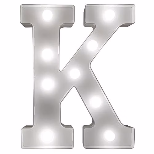 mysmartbuy White Battery Powered 3D LED Letter K Light, H 22 x W 14 x D 3 cm