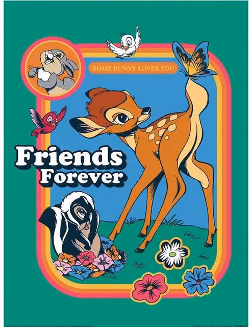 Disney Friends Forever Bambi Multicolour Floral Paper Poster