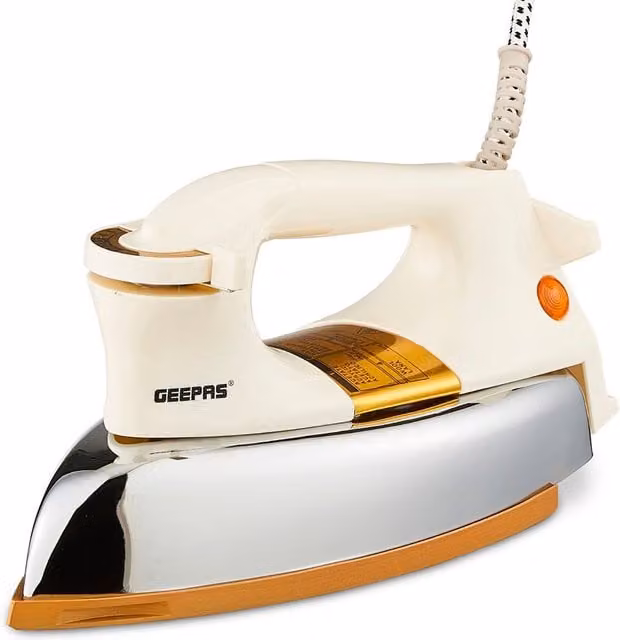 Geepas 1200W Dry Iron with Non-Stick Coating in White – 1