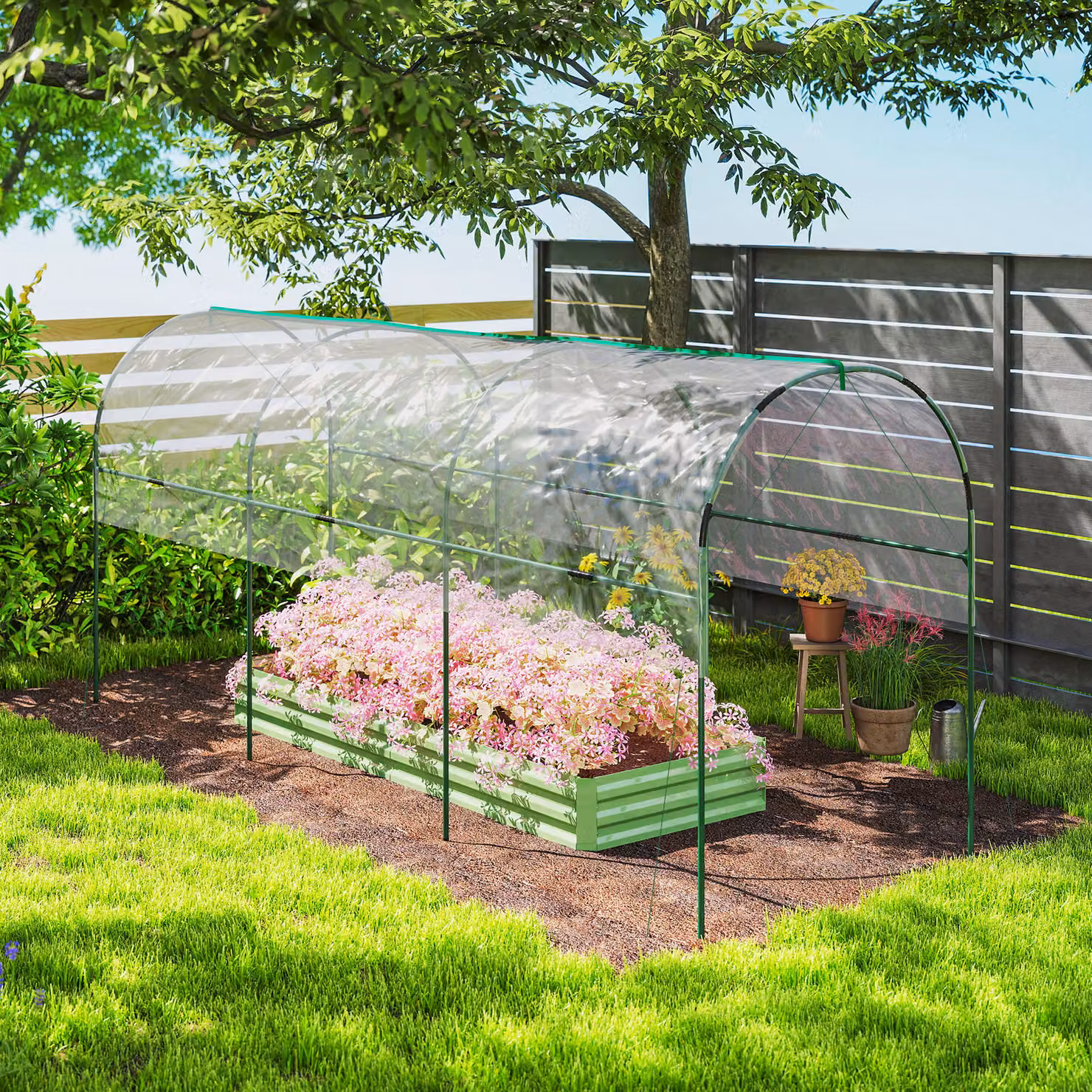 Outsunny Transparent Tunnel Tomato Greenhouse with W/D/H: 400 x 120 x 170 cm – 5
