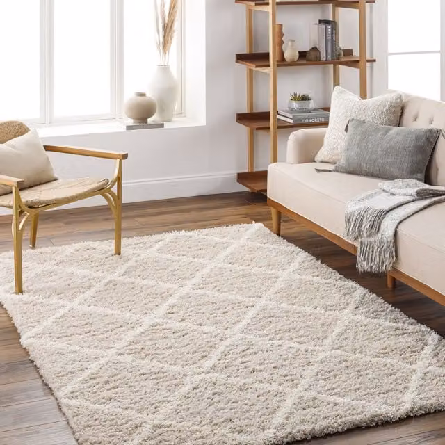 Livabliss Urban Geometric Shag Rug in Beige, W: 160 cm, D: 220 cm – 1