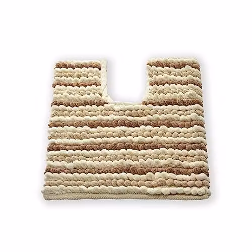 Allure Bath Fashions Striped Chunky Bobble Toilet Mat, Multicolour, W/D: 50 x 50 cm