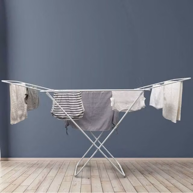 EONLION 2-Folding Winged Laundry Airer in White
