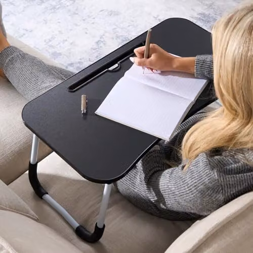 OHS Foldable Wooden Laptop Table and Bed Tray in Anthracite, W/D/H: 60 x 35 x 26 cm – 6
