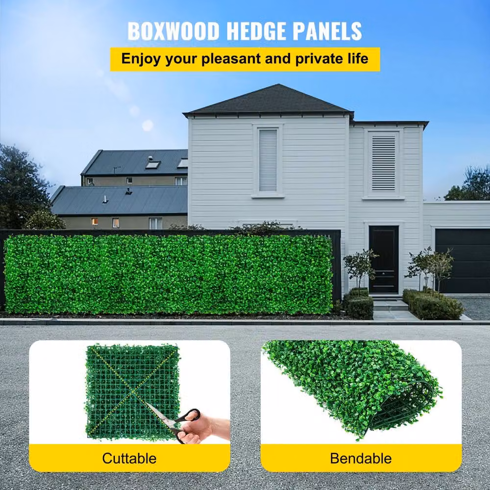 VEVOR Lush Artificial Boxwood Panel Green Grass Wall W/D/H: 25.4 x 25.4 x 2.54 cm – 2