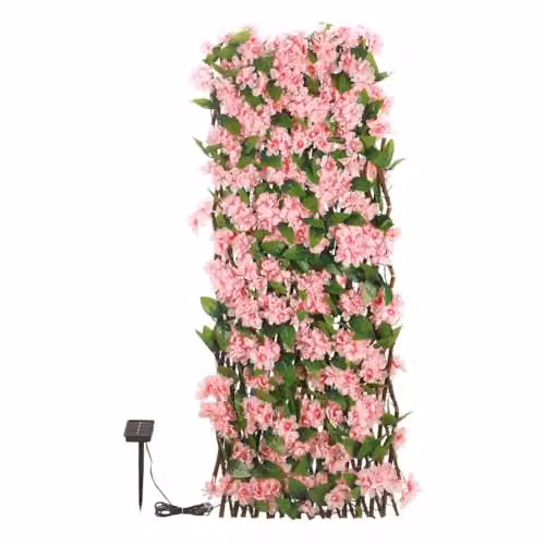 mysmartbuy Artificial Pink Cherry Blossom Garden Trellis with Solar LED Lights, H180 x W60 cm – 2
