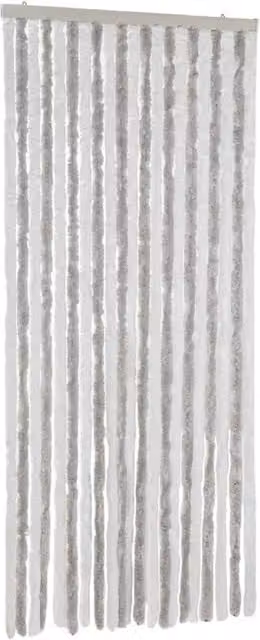 Berkfield Home Chenille Fly Curtain in Light Grey and White, W/H: 90 x 220 cm – 1