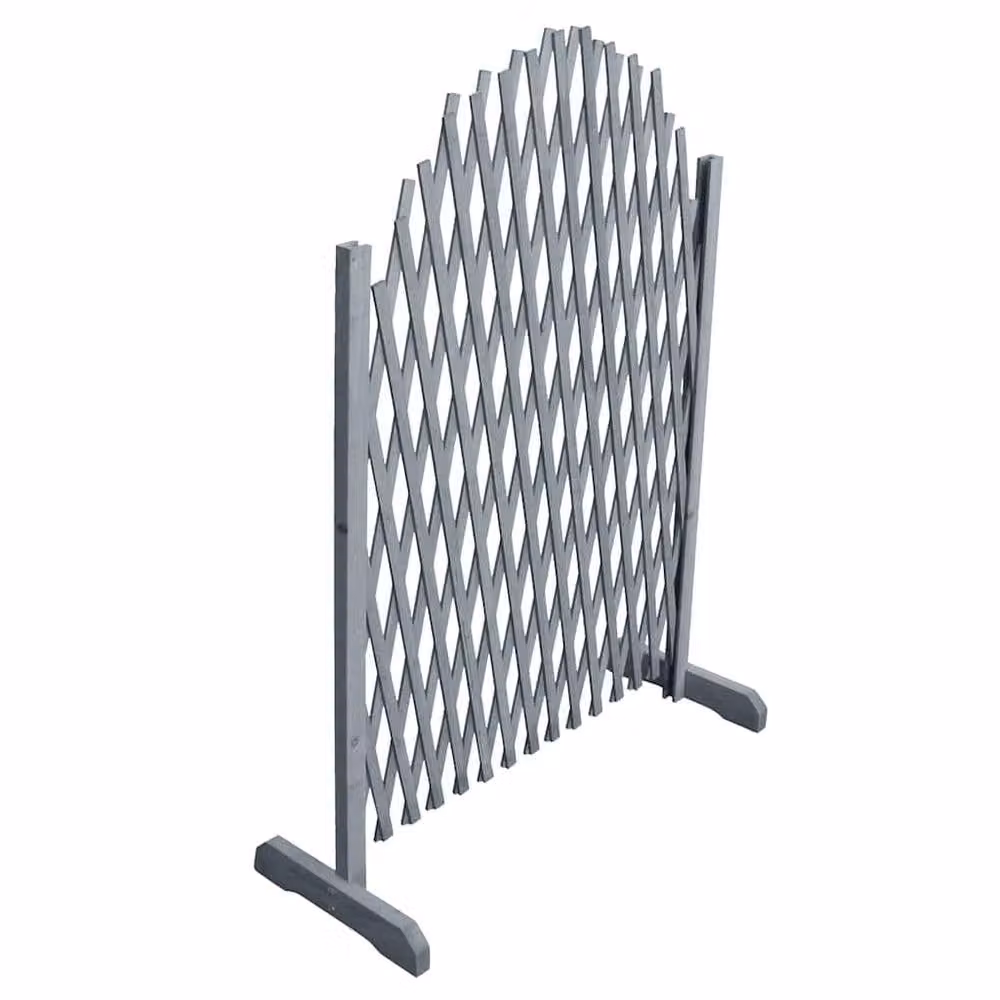 Berkfield Home Grey Solid Firwood Trellis Fence, H 180 cm x W 100 cm
