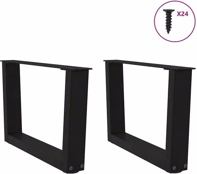 Berkfield Home Modern V-Shape Dining Table Legs, 2 Pieces, Black Steel, H: 50 cm, W: 30-31.3 cm – 1