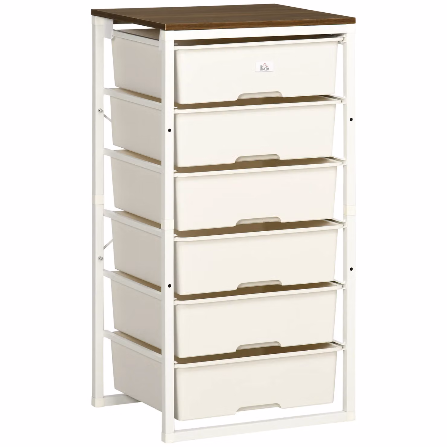 HOMCOM 6 Drawer Chest of Drawers Storage Cabinet in White – 2
