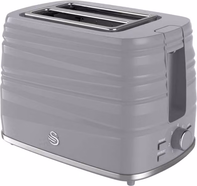 Swan Symphony 2 Slice Toaster in White and Grey with Cable Storage