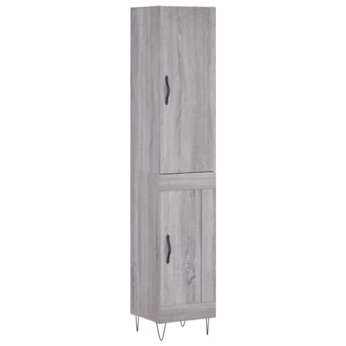 vidaXL Modern Grey Highboard with Hinged Doors, W/D/H: 34.5 x 33.08 x 180 cm