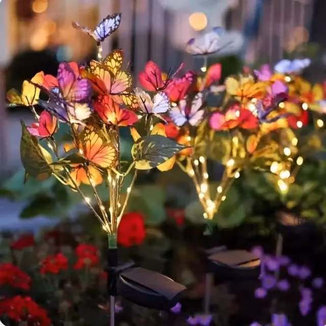 KORVIXA 4 Piece Multicolour LED Solar Butterfly Garden Lights, Height: 100 cm – 1