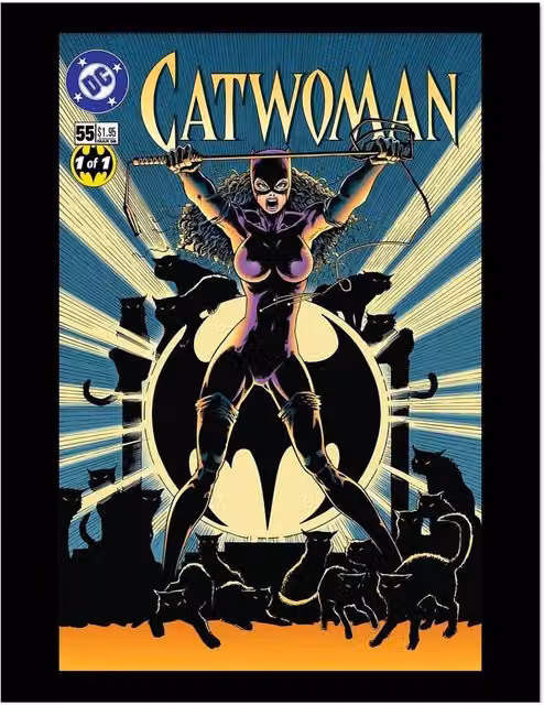 Batman Catwoman Comic Cover Framed Multicolour Paper Poster