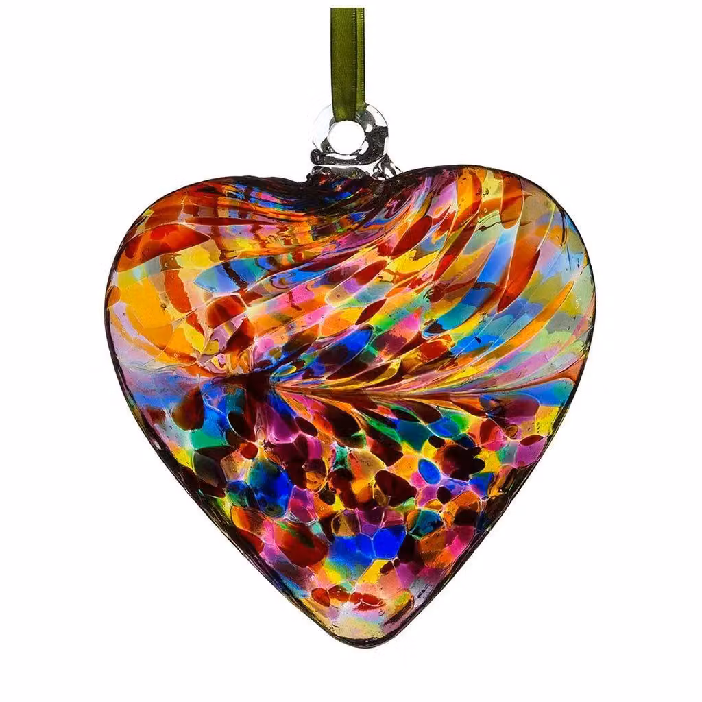 Sienna Glass Friendship Heart Sending Hugs Hanging Glass Pendant in Multicoloured Dark Red, 8 cm – 2