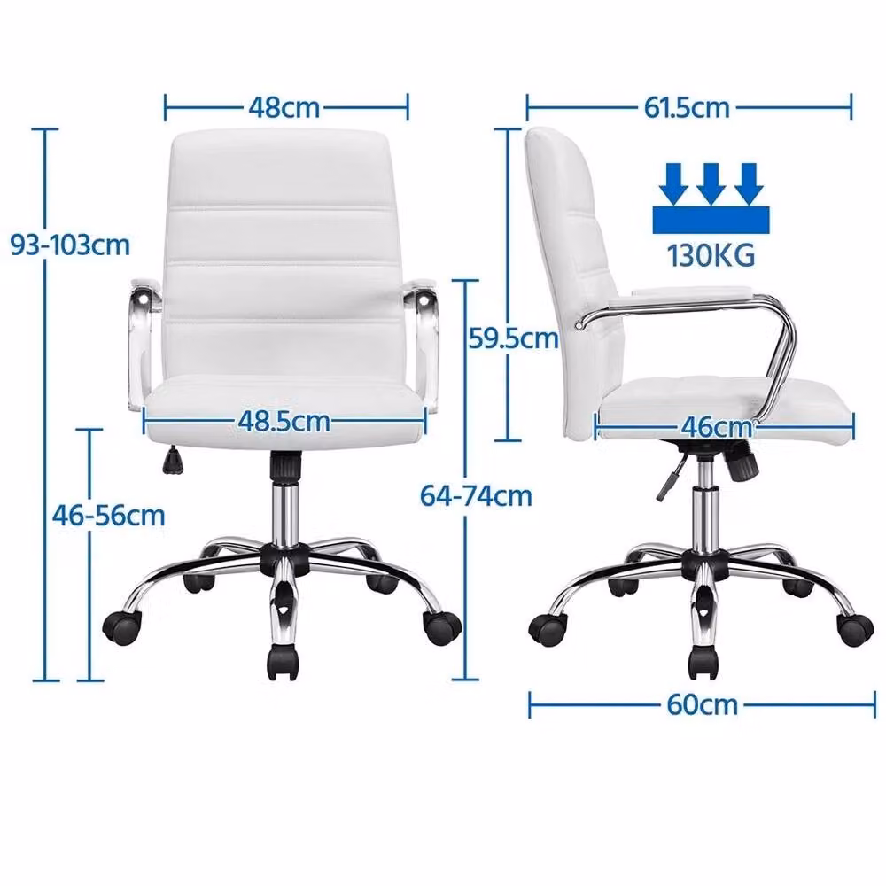 EONLION White PU Leather Modern Swivel Task Chair for Home Office – 2