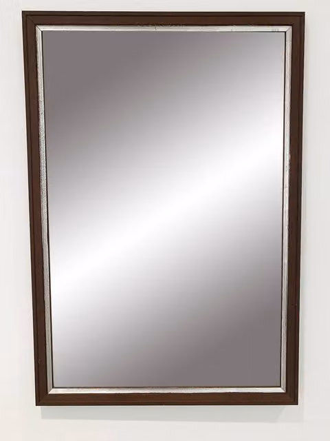 Benjamin Tate Design LTD Modern Rectangular Step Mirror in Brown and Silver, Width: 81 cm