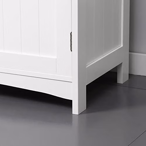 Kleankin 3-Piece Modern Bathroom Furniture Set in White with Vanity Unit, Side Cabinet and Tall Cabinet – 3