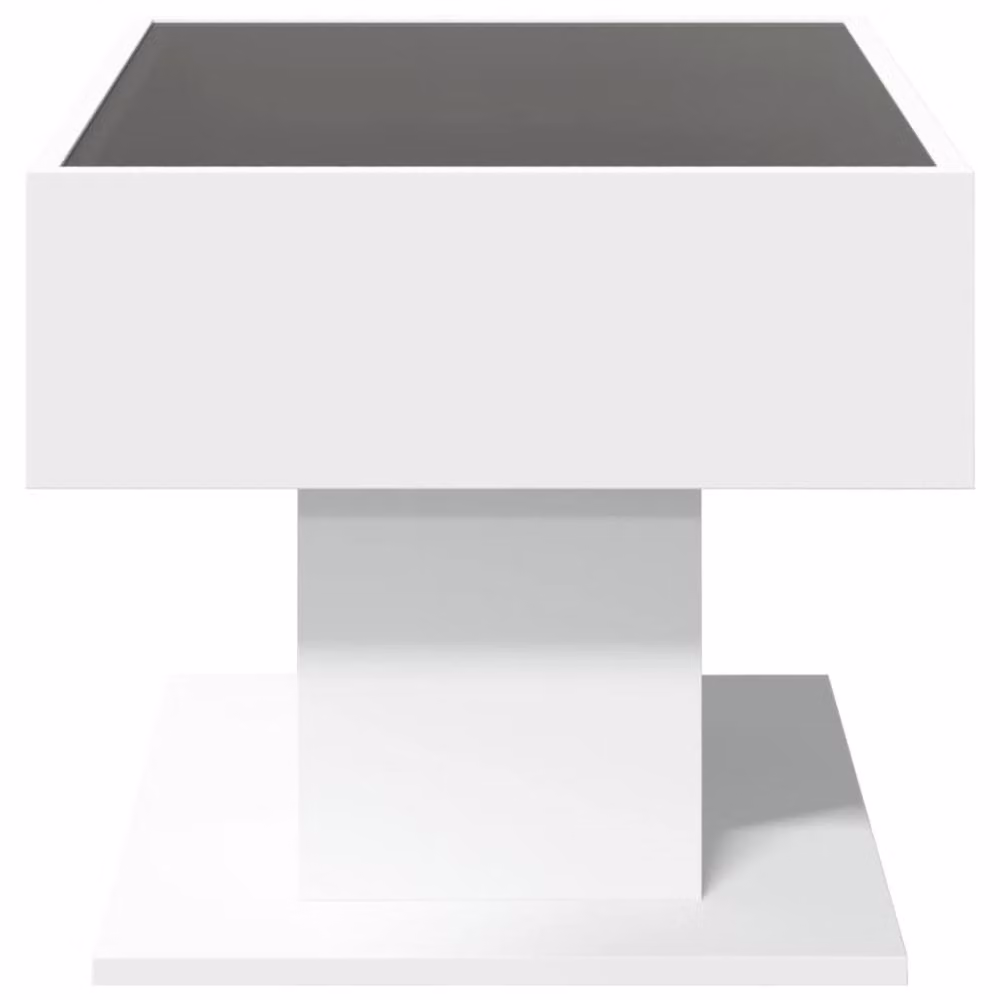 Berkfield Home Modern Glossy White Coffee Table with LED Lighting, W/D/H: 70 x 50 x 45 cm – 2