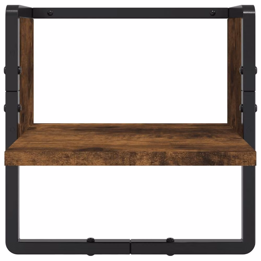 Berkfield Home 4 Piece Decorative Wall Shelf Set with Hanging Rods in Smoked Oak Brown – 5