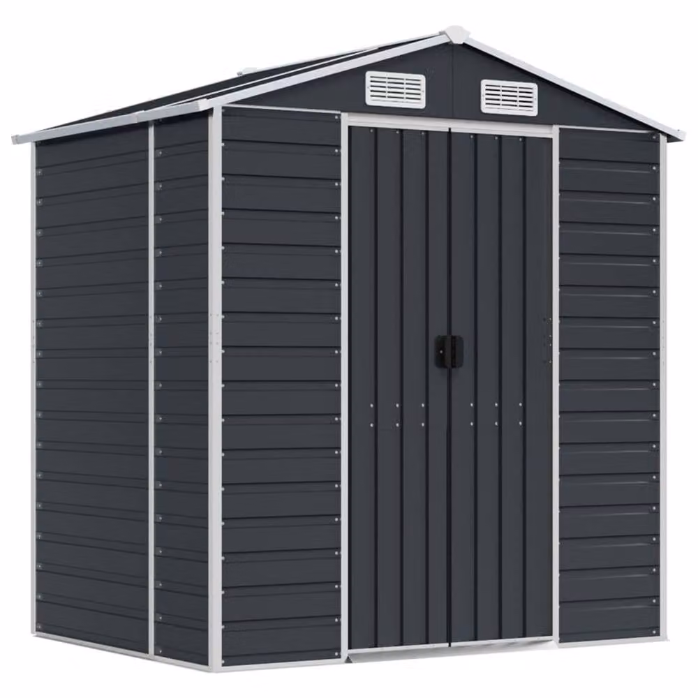 Berkfield Home Garden Shed in Anthracite Galvanised Steel, W/D/H: 191 x 130 x 198 cm – 2