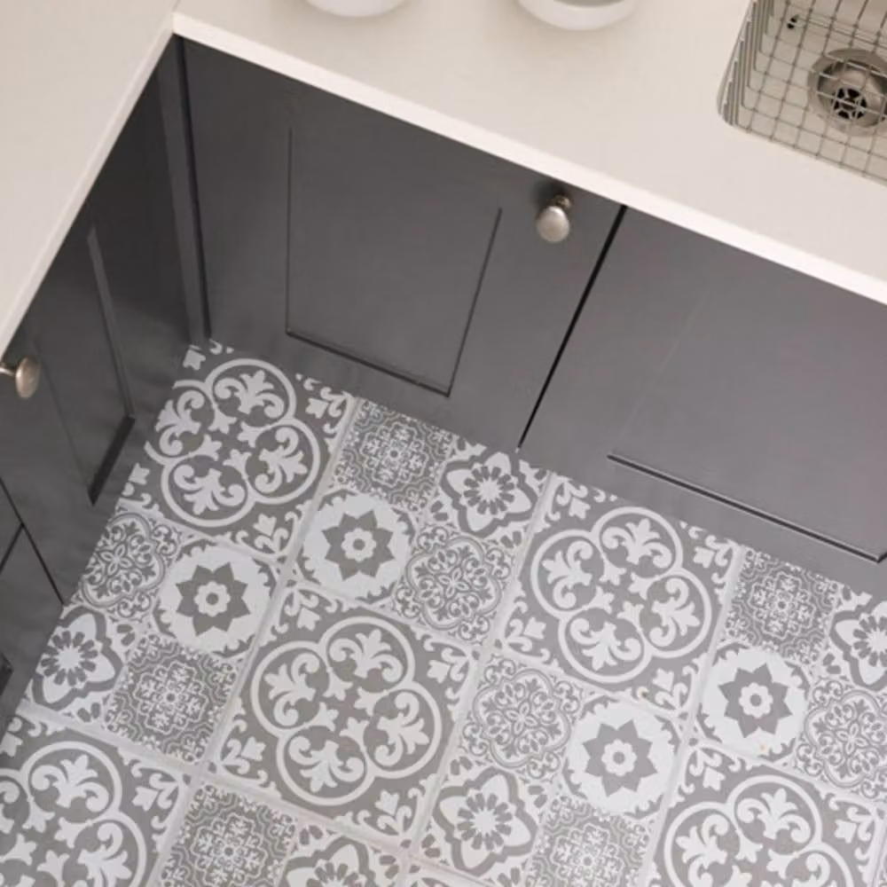 FloorPops Valencia Grey Self Adhesive Mediterranean Tile Look Vinyl Floor Tiles, Pack of 6 (1.12sqm), W: 30.5 cm x D: 60.96 cm – 3