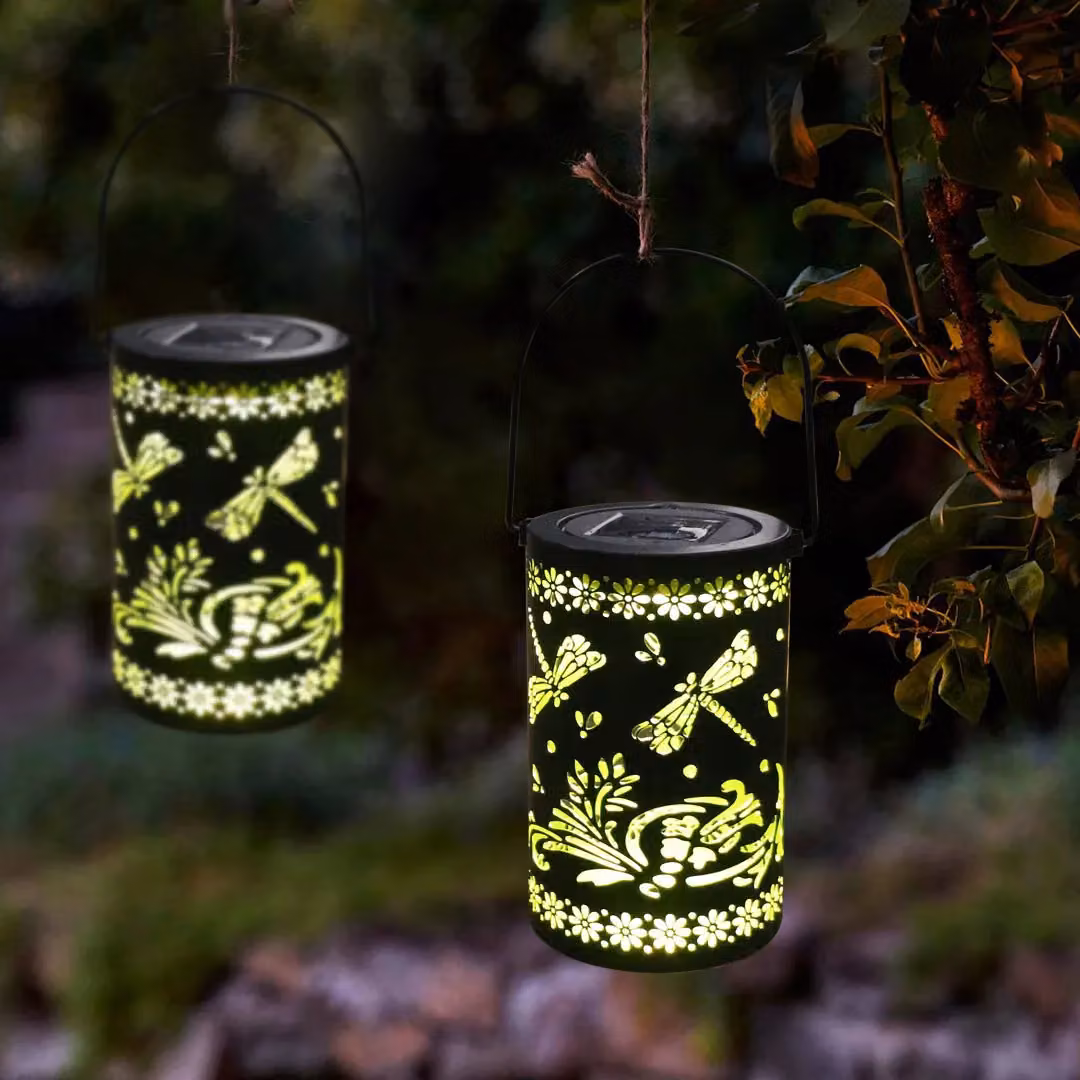 Bright Zeal 2-Piece Metal Solar Dragonfly Lanterns in Black – 4