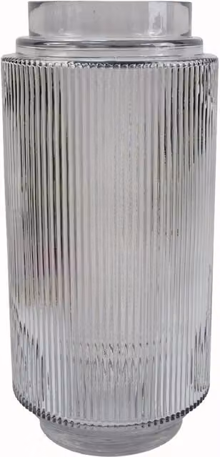 Leaf Modern Striped Glass Vase in Transparent White, Height: 11.0 cm