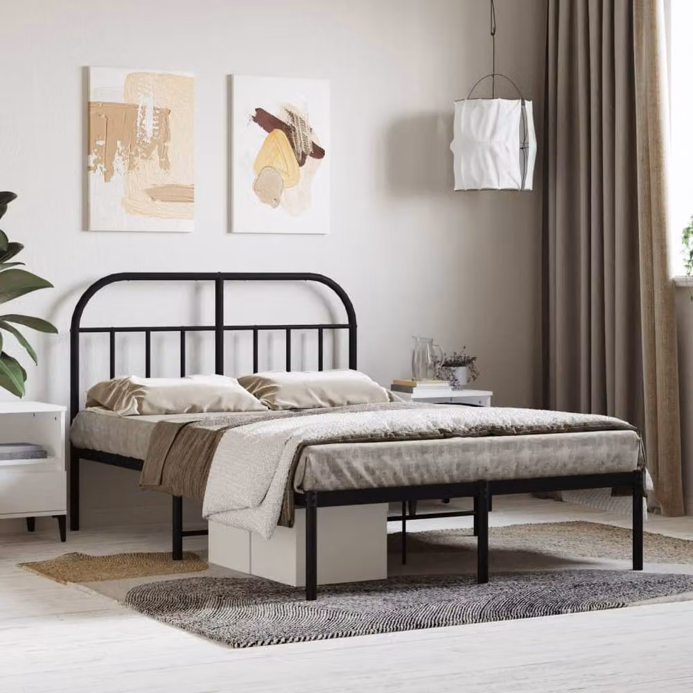 Berkfield Home Metal Bed Frame with Headboard in Black, Small Double 120 x 190 cm – 2