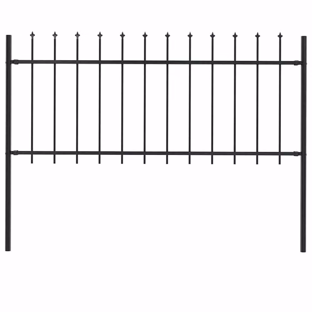 Berkfield Home Elegant Black Steel Palisade Garden Fence with Spear Top, H: 170 cm, W: 80 cm