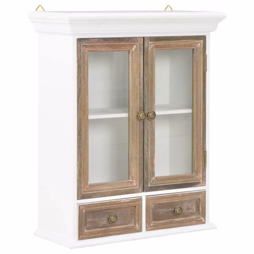 Berkfield Home Classic Wall Mounted Kitchen Cabinet in White with Glass Doors, W/D/H: 49 x 22 x 59 cm – 1