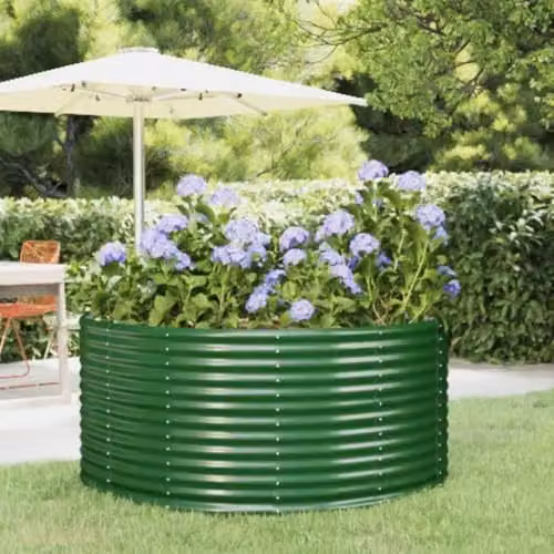 vidaXL Green Galvanised Steel Raised Bed for Ornamental Gardens W/D/H: 140 x 140 x 68 cm – 2