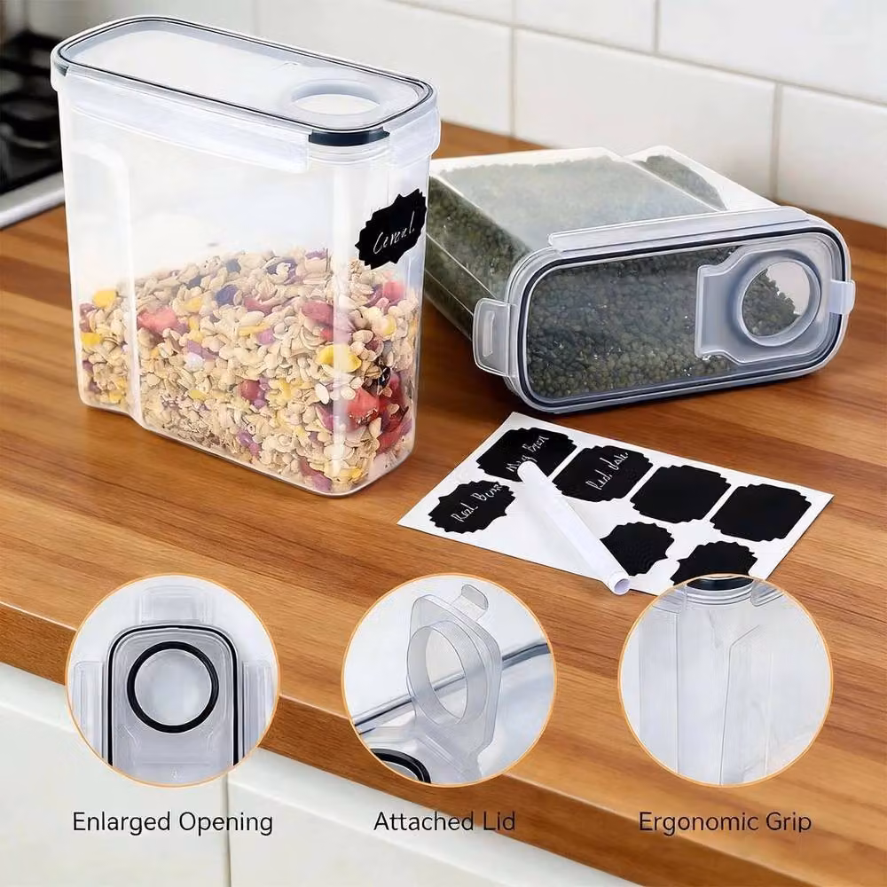 EONLION Set of 4 Airtight and Leakproof Cereal Food Storage Containers, 4 l each, Clear – 2