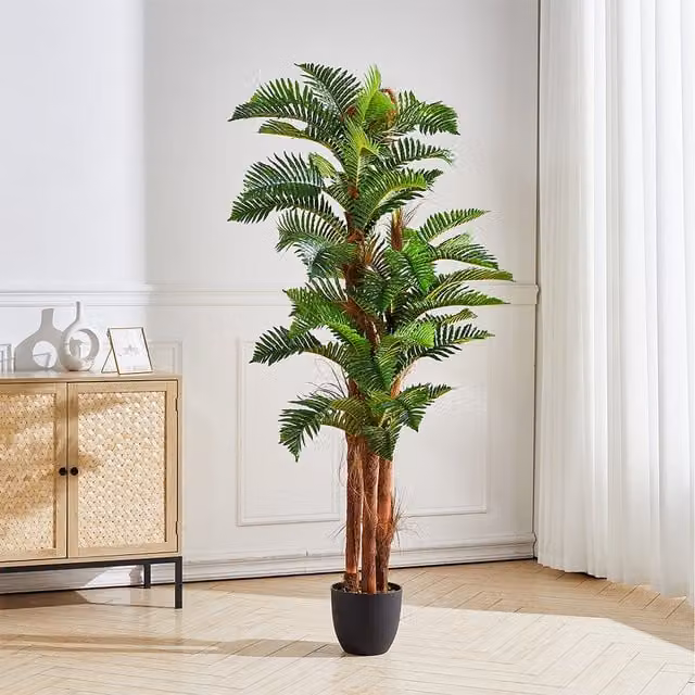 Livingandhome Artificial Green Phoenix Fern Tabletop Plant in a Plastic Pot