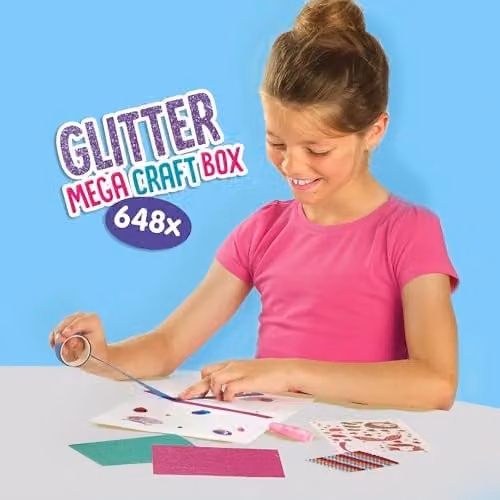 SES Creative 14139 Glitter Mega Craft Box with Foam and Paper in Pink, Turquoise and Multicolour – 2