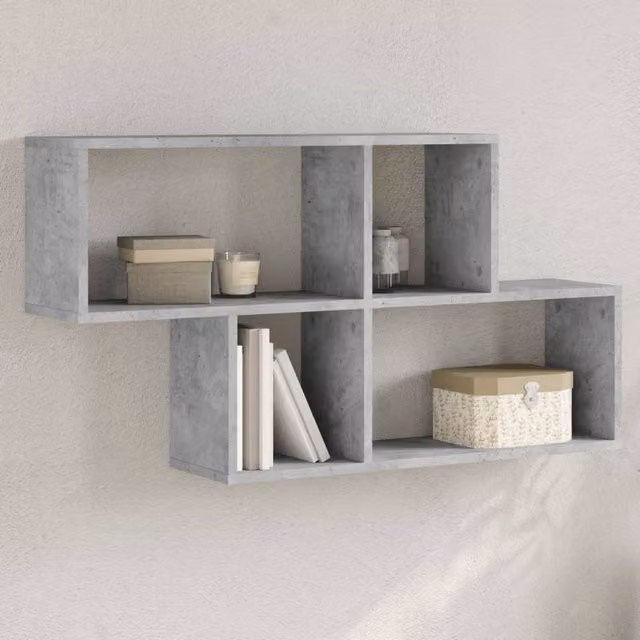 Berkfield Home Wall Mounted Concrete Grey Shelf, W/D/H: 100 x 20 x 53 cm