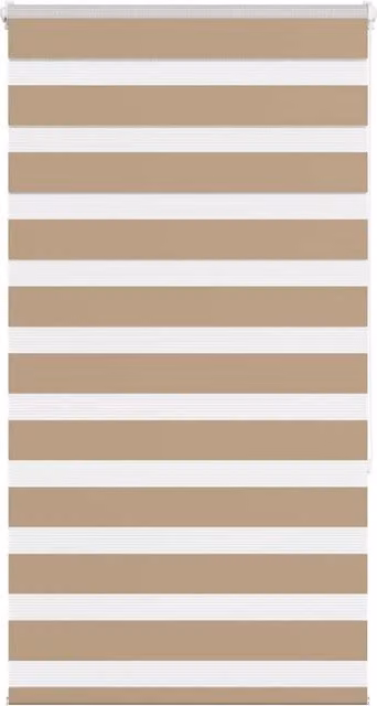 Berkfield Home Zebra Blind in Sand Brown, W: 90 cm, H: 150 cm, Polyester Fabric