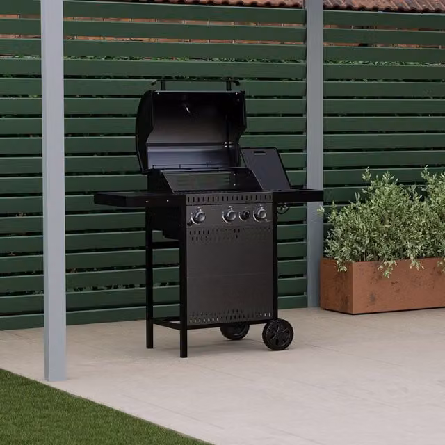 Ottimo 310 3-Burner Gas BBQ with Built-In Thermometer, Black