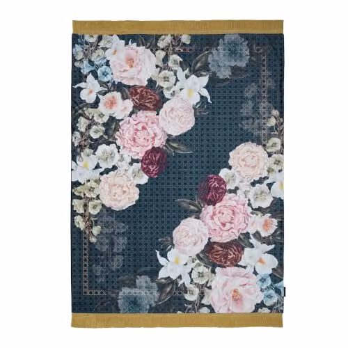 House of Llewelyn-Bowen Bouquet List Blue Floral Throw, W: 130 cm, D: 180 cm – 5