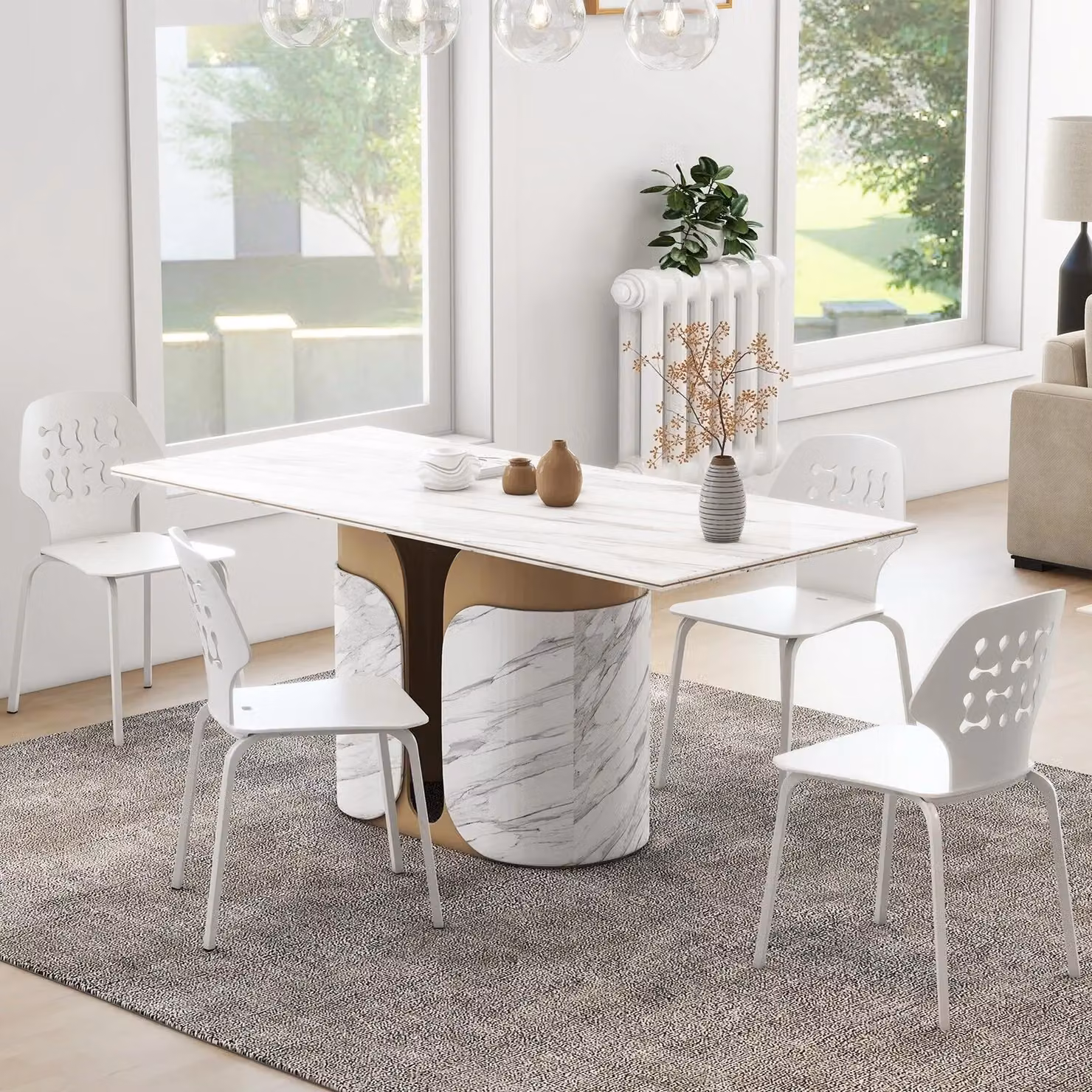 Costway Set of 4 White Metal Armless Dining Chairs and Kitchen Bar Stools – 2
