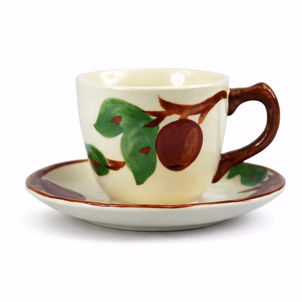 Franciscan Apple Floral Porcelain Coffee Cup and Saucer Set, Multicolour, 6 Pack – 3