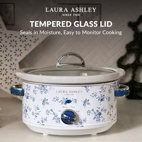 Laura Ashley China Rose Large Slow Cooker, 6.5L, White and Multicolour – 4