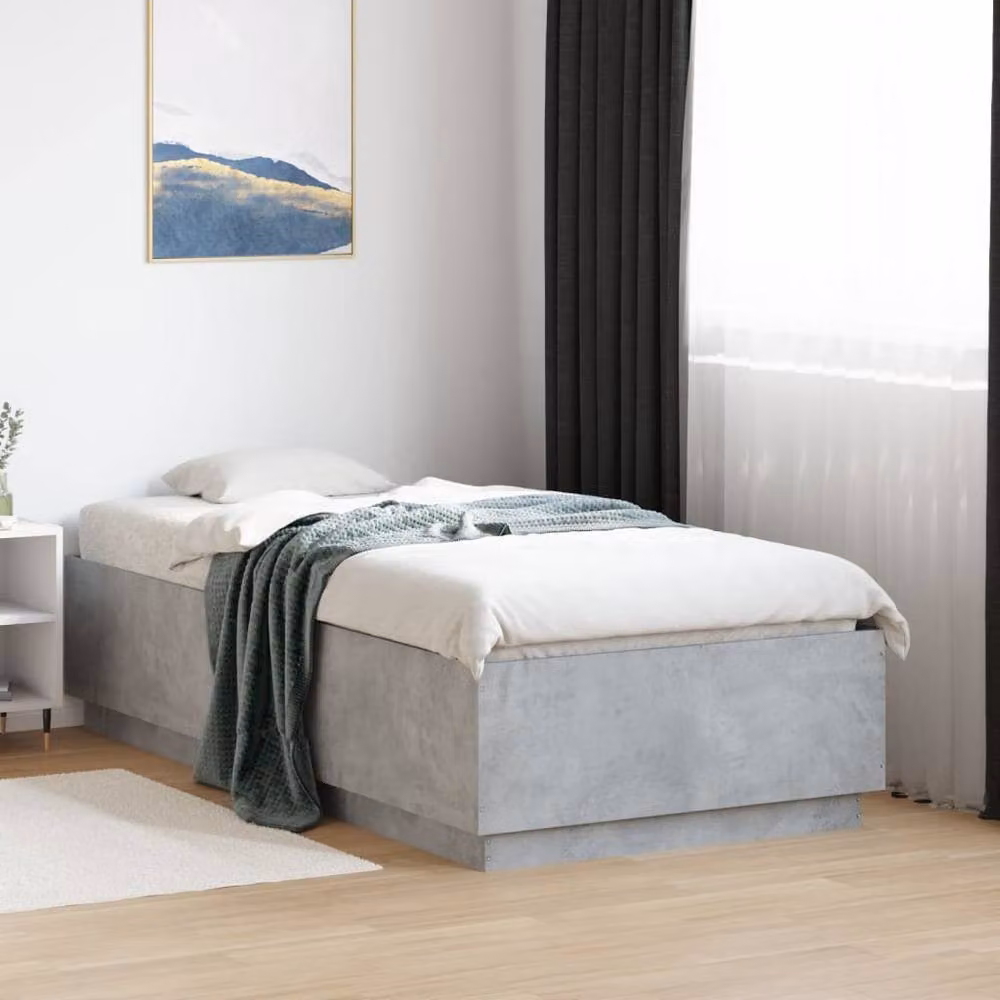Berkfield Home Modern Bed Frame in Grey, W/D/H: 80 x 190 x 40 cm – 2
