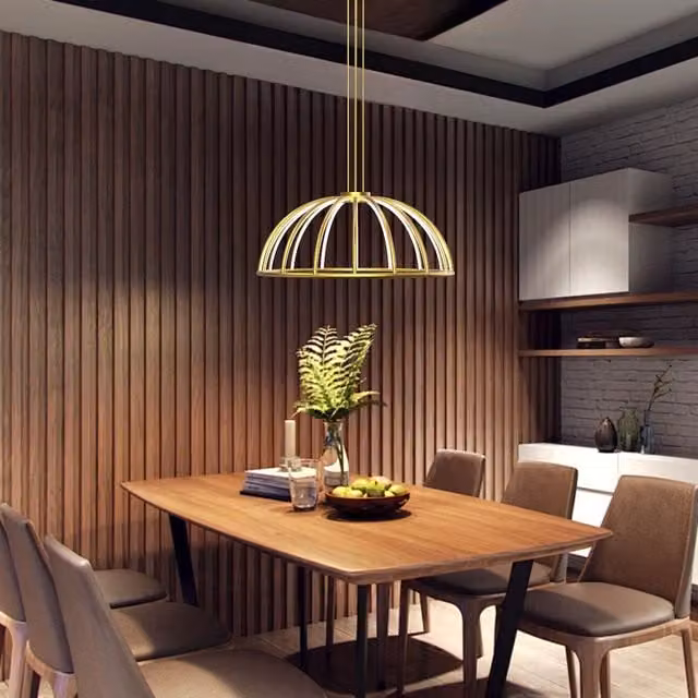 CGC Lighting Paraplu 2 Hemisphere LED Ceiling Pendant Light in Gold/Brass, Diameter: 90 cm