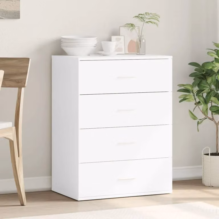Berkfield Home White Modern Sideboard in Matt MDF, W/D/H: 60 x 39 x 80 cm